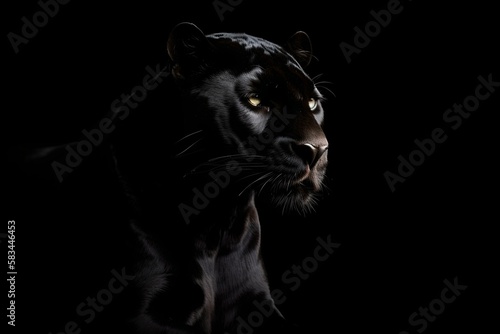 Panther isolated on black background - Generative AI