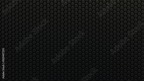 3D Futuristic hexagonal dark black background Abstract geometric grid pattern