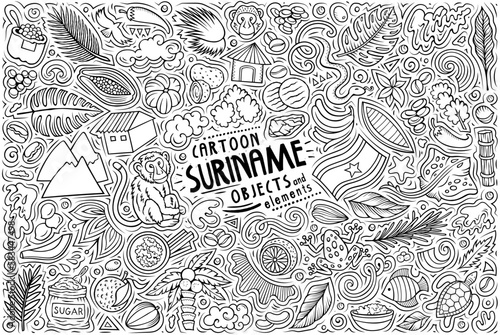 Set of Suriname traditional symbols and objects