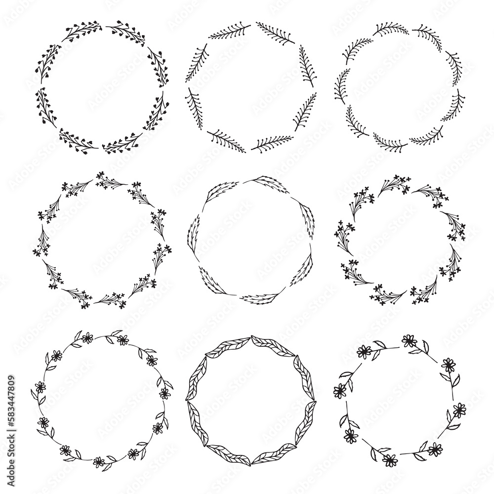 Set of hand drawn Floral frames vector illustration, wedding or holiday design clip art Set of hand drawn Floral frames vector illustration, wedding or holiday design clip art