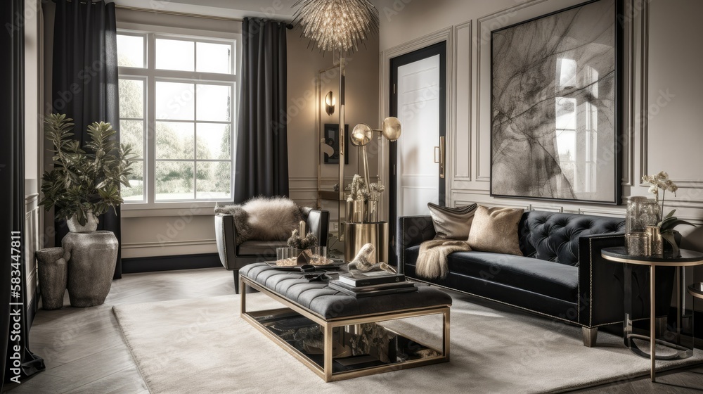Fototapeta premium Stylish Modern House with White Walls and Cement Color Floor - Interior Photography