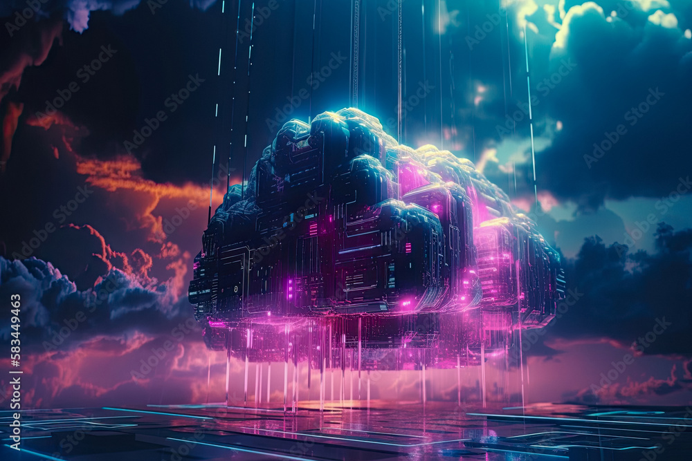 Cloud Storage Server Futuristic Technology Cyber-World 3D AI ...