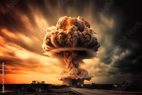 nuclear explosion mushroom cloud created with generative ai