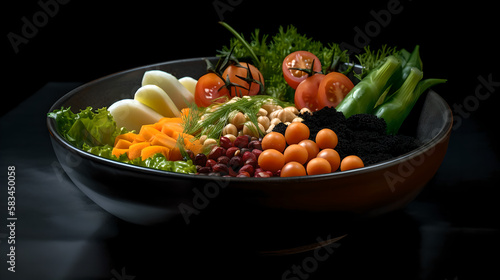 fruits and vegetables in a bowl (ai generated)