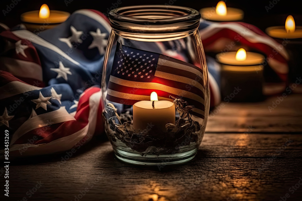 candles with American flag for Memorial Day, Generative AI candles with American flag for Memorial Day, Generative AI