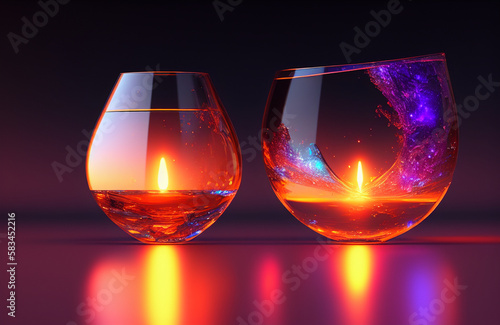 illustration of a fire burning inside a glass