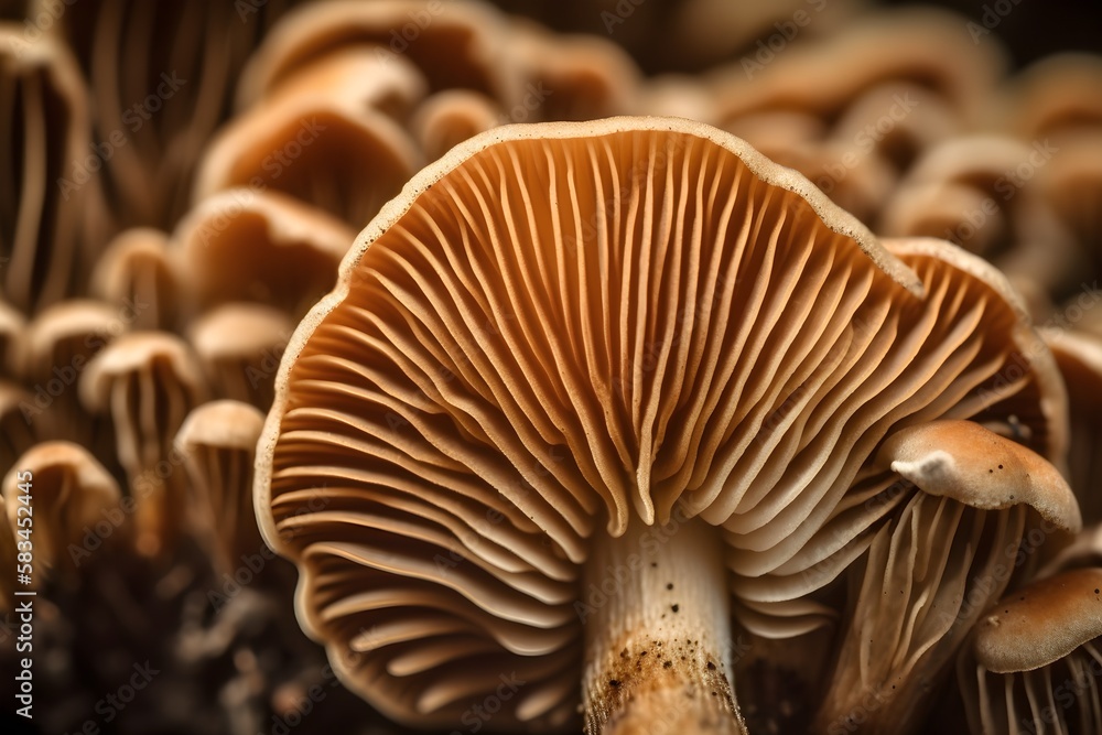 Closeup of the gills of a mushroom Closeup of the gills of a mushroom