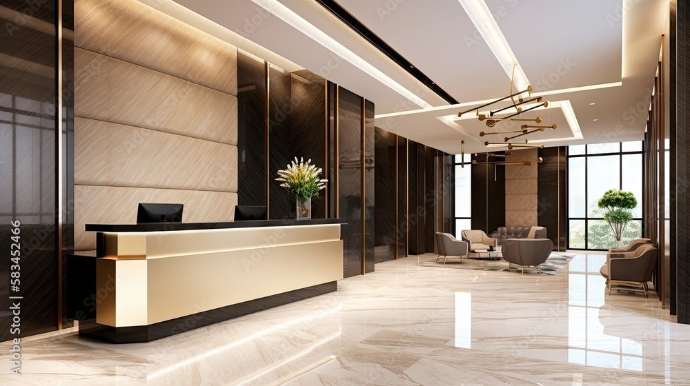 Luxury And Contemporary Lobby Area Interior Design With Reception 