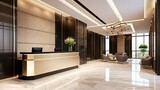 Luxury and contemporary lobby area interior design with reception counter