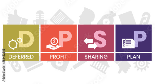 DPSP - Deferred Profit Sharing Plan acronym. business concept background. vector illustration concept with keywords and icons. lettering illustration with icons for web banner, flyer