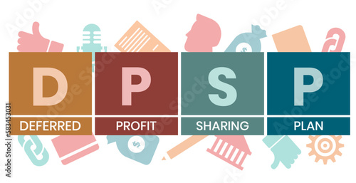 DPSP - Deferred Profit Sharing Plan acronym. business concept background. vector illustration concept with keywords and icons. lettering illustration with icons for web banner, flyer