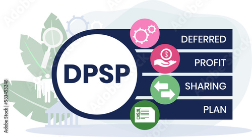 DPSP - Deferred Profit Sharing Plan acronym. business concept background. vector illustration concept with keywords and icons. lettering illustration with icons for web banner, flyer