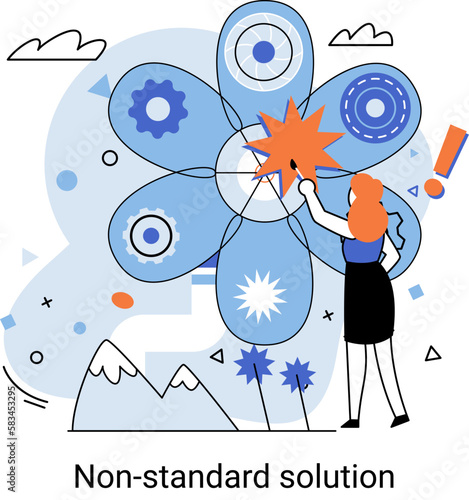 Non standart solution solving problem metaphor, answer to question or creativity idea innovation help business success. Alternative decision or business strategy plan, fallback option business choice
