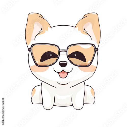 Cute Dog wearing sunglasses Stickers.Generative Ai