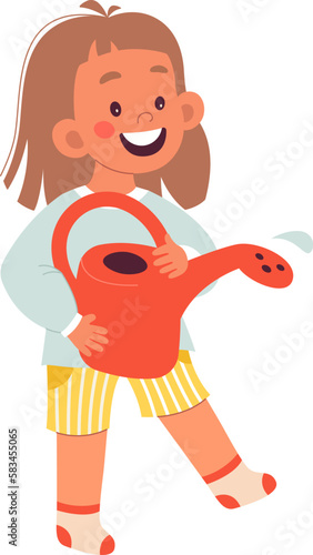 Wallpaper Mural Children helper Girl watering plants Torontodigital.ca