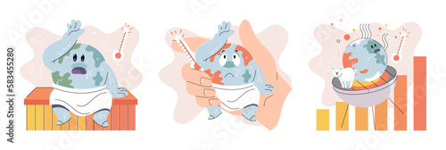 Climate change concept. Global warming metaphor. Nature environment danger, energy business industr, climate change saving planet, air pollution. Temperature rising animal extinction. Environment Day