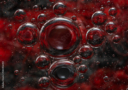 red blood cells concept, macro shot of bubbles 