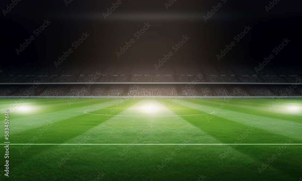 Empty soccer field from center midline wallpaper background with empty