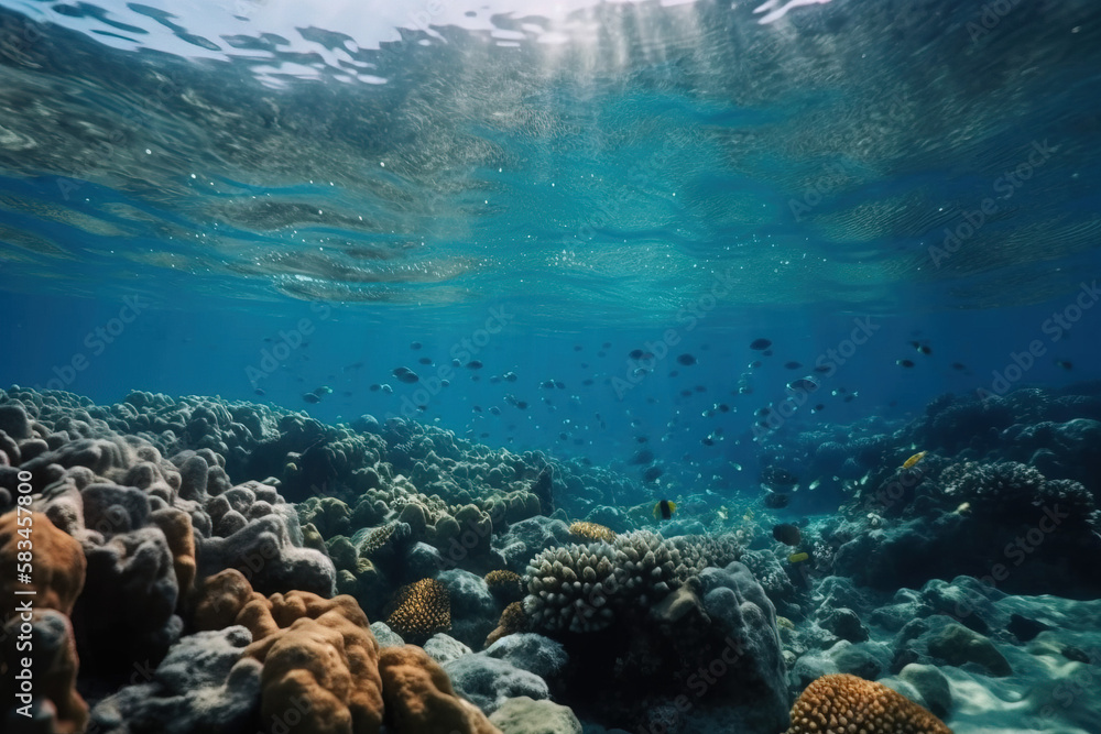 coral reef and fishes sea life underwater nature tropical blue
