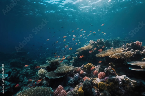 coral reef and fishes sea life underwater nature tropical blue 