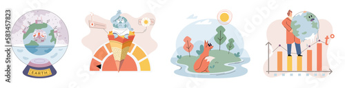 Climate change weather global greenhouse warming risks metaphor concept. Save planet. Compared planet with renewable eco resources consumption global warmings burning alternative. Environment Day