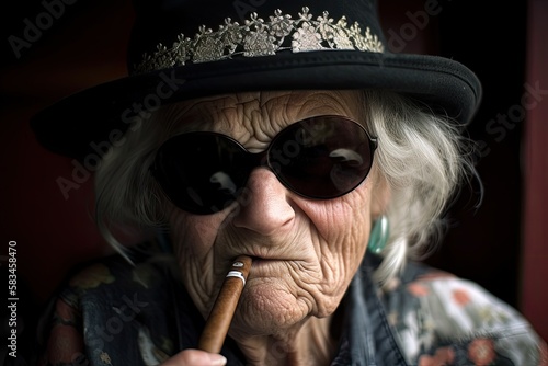 Gangster Grandma Smoking a Cigar - AI Generated