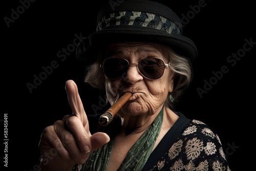 Gangster Grandma Smoking a Cigar - AI Generated