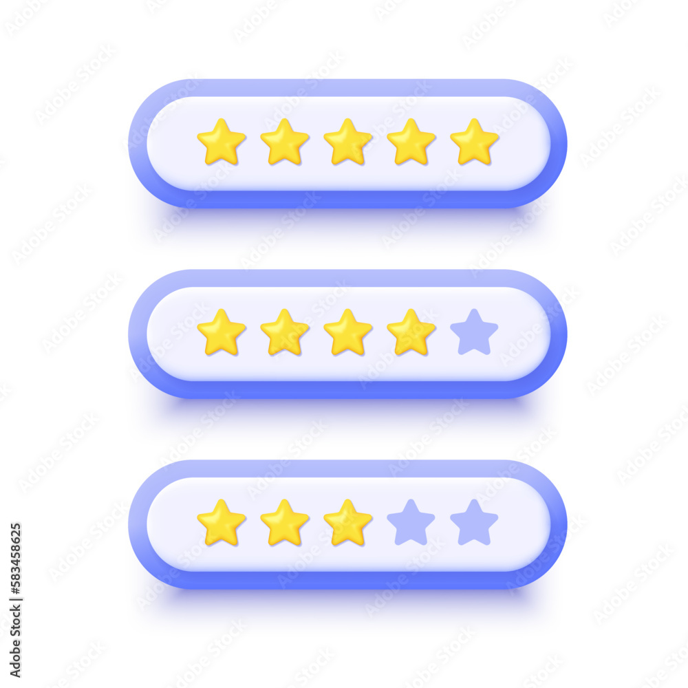 5 yellow golden star rating. Realistic 3d design In plastic cartoon style. Icon isolated on white background. Modern vector illustration. 5 yellow golden star rating. Realistic 3d design In plastic cartoon style. Icon isolated on white background. Modern vector illustration.