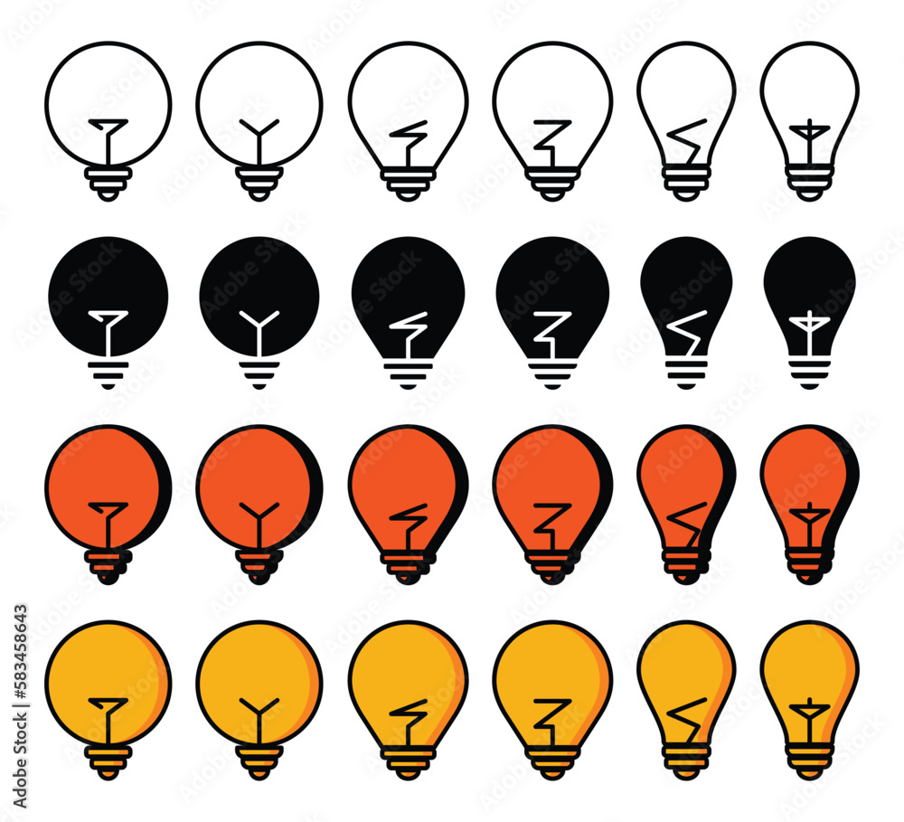 lamp icon set, isolated on white background. Idea sign, solution, thinking concept. Lightning. Electric, shining. vector illustration lamp icon set, isolated on white background. Idea sign, solution, thinking concept. Lightning. Electric, shining. vector illustration