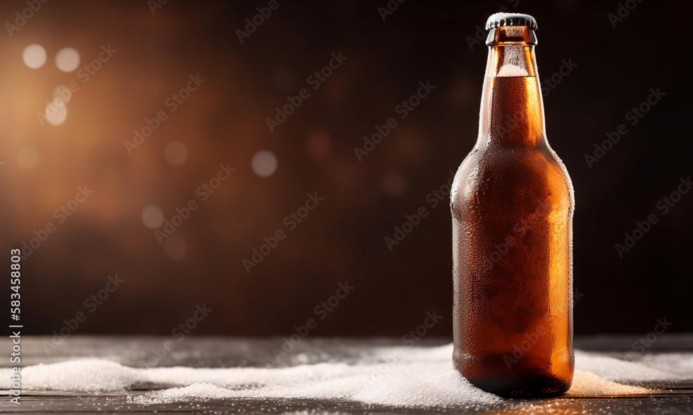 Frosty drought beer with droplets background, with copy space. Concept of drinking alcohol and booze. Generative ai Frosty drought beer with droplets background, with copy space. Concept of drinking alcohol and booze. Generative ai