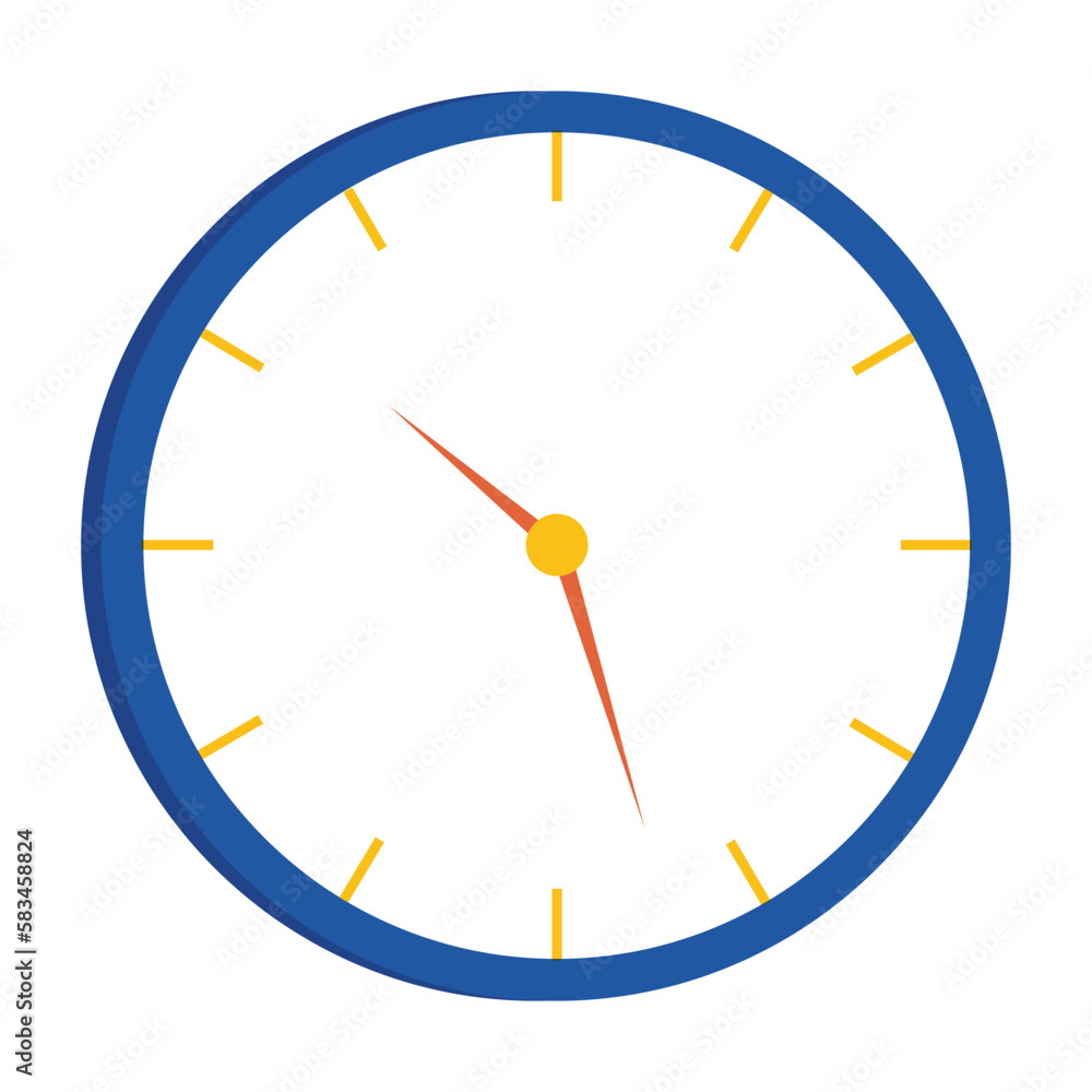 Clock icon in flat style, timer on isolated background. Clock icon in flat style, timer on isolated background.