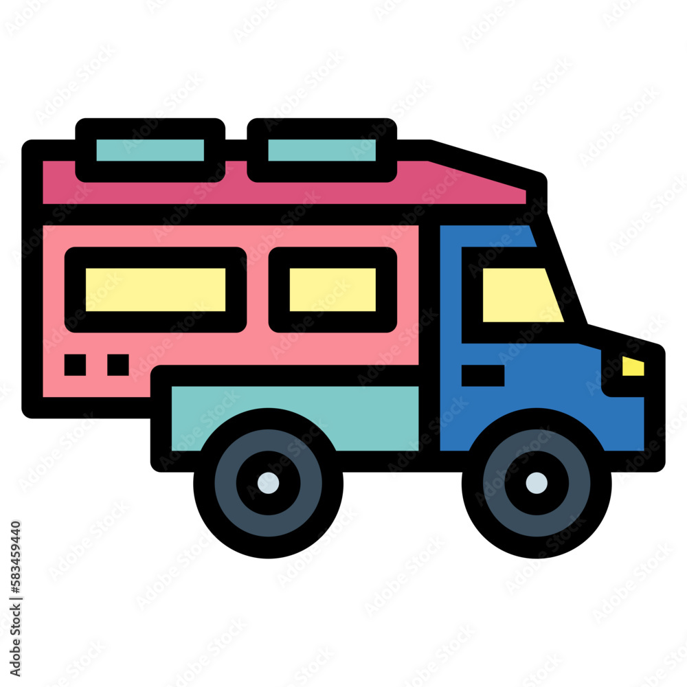 camper van filled outline icon style camper van filled outline icon style
