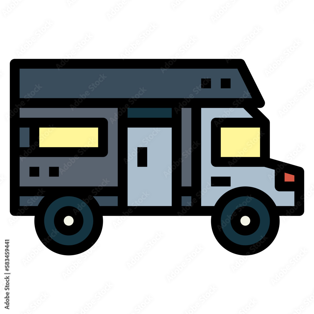 camper van filled outline icon style