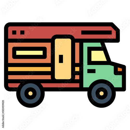 camper van filled outline icon style