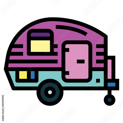 camper van filled outline icon style