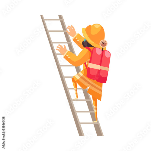 Flat Firefighter Illustration