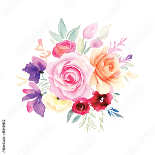 Watercolor flowers for design card  postcard  textile  flyer