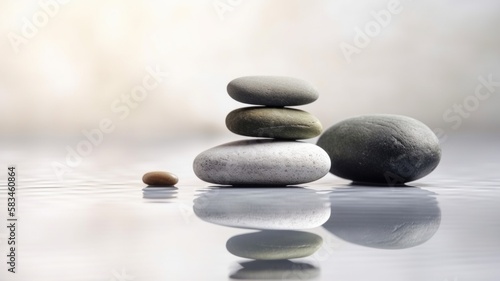 Spa stones on blurred background. Generative ai