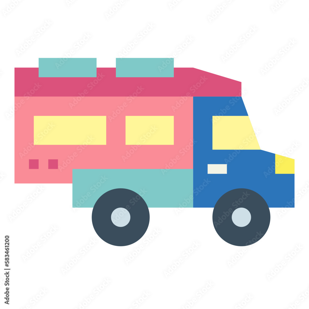 camper van flat icon style