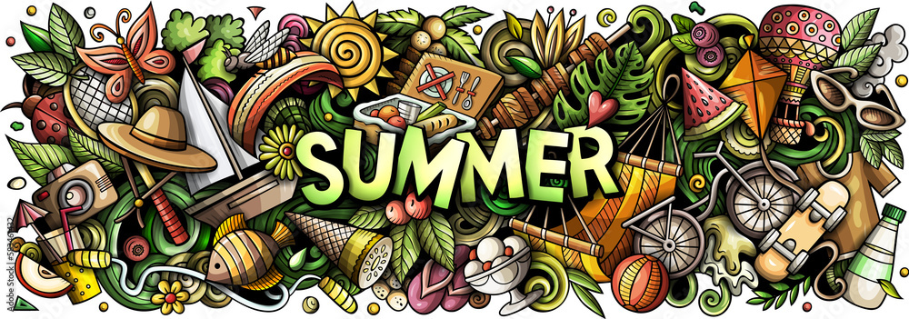 Summer detailed lettering cartoon illustration Summer detailed lettering cartoon illustration