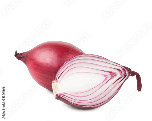 Red onion and a half isolated on a white background