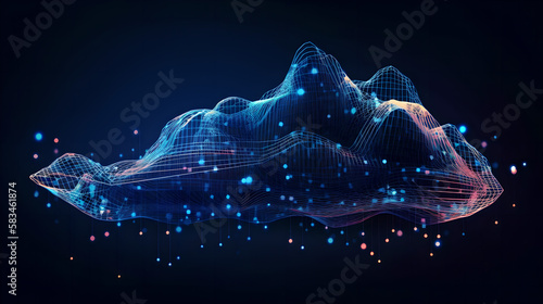 floating cloud connect with lines technology futurist (ai generated) photo