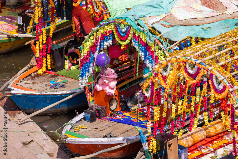 A boat with a bunch of colorful decorations on it