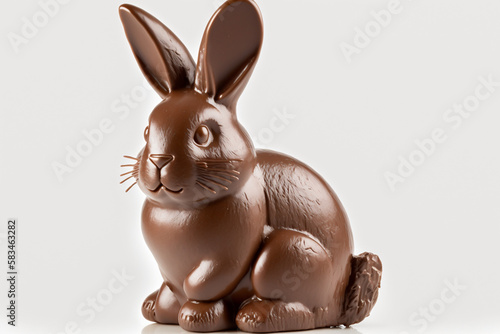 chocolate easter bunny isolated on a white background, generative AI