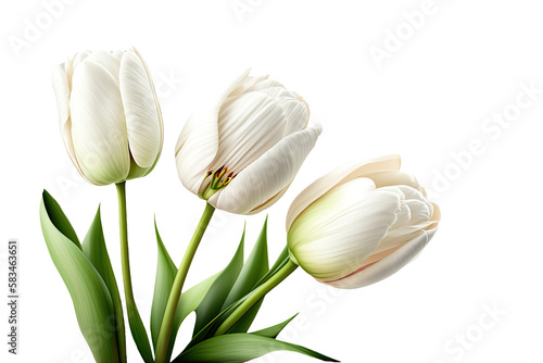 White Tulips Isolated on transparent  White flowers for rustic wedding design  Generative AI