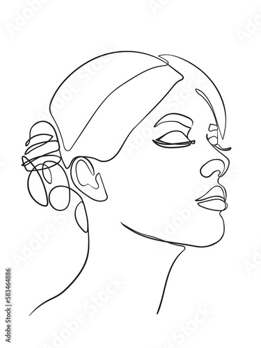 Female Face Continuous Line Drawing. Good for Prints, T-shirt, Banners, Slogan Design Modern Graphics Style