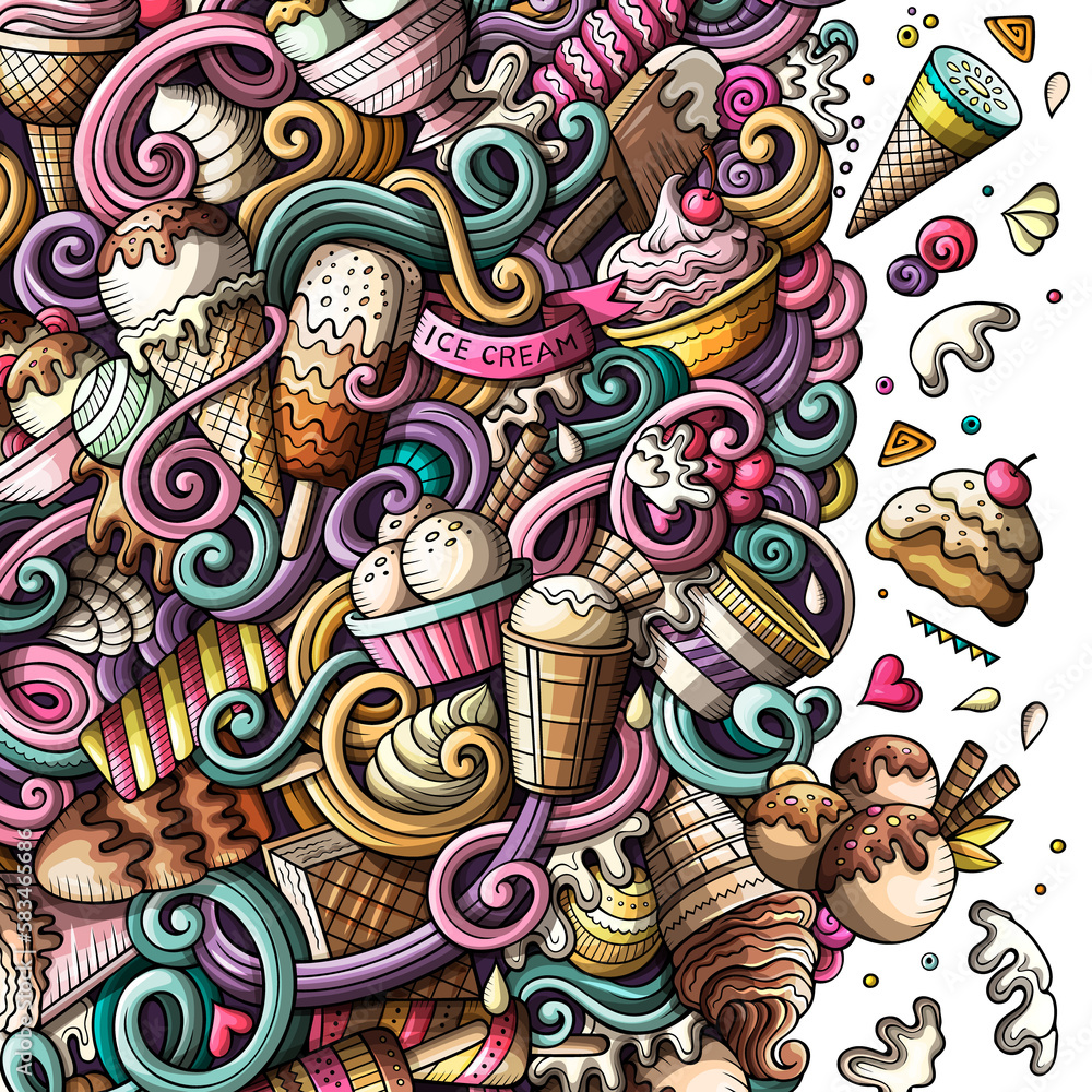 Ice Cream detailed cartoon border illustration Ice Cream detailed cartoon border illustration