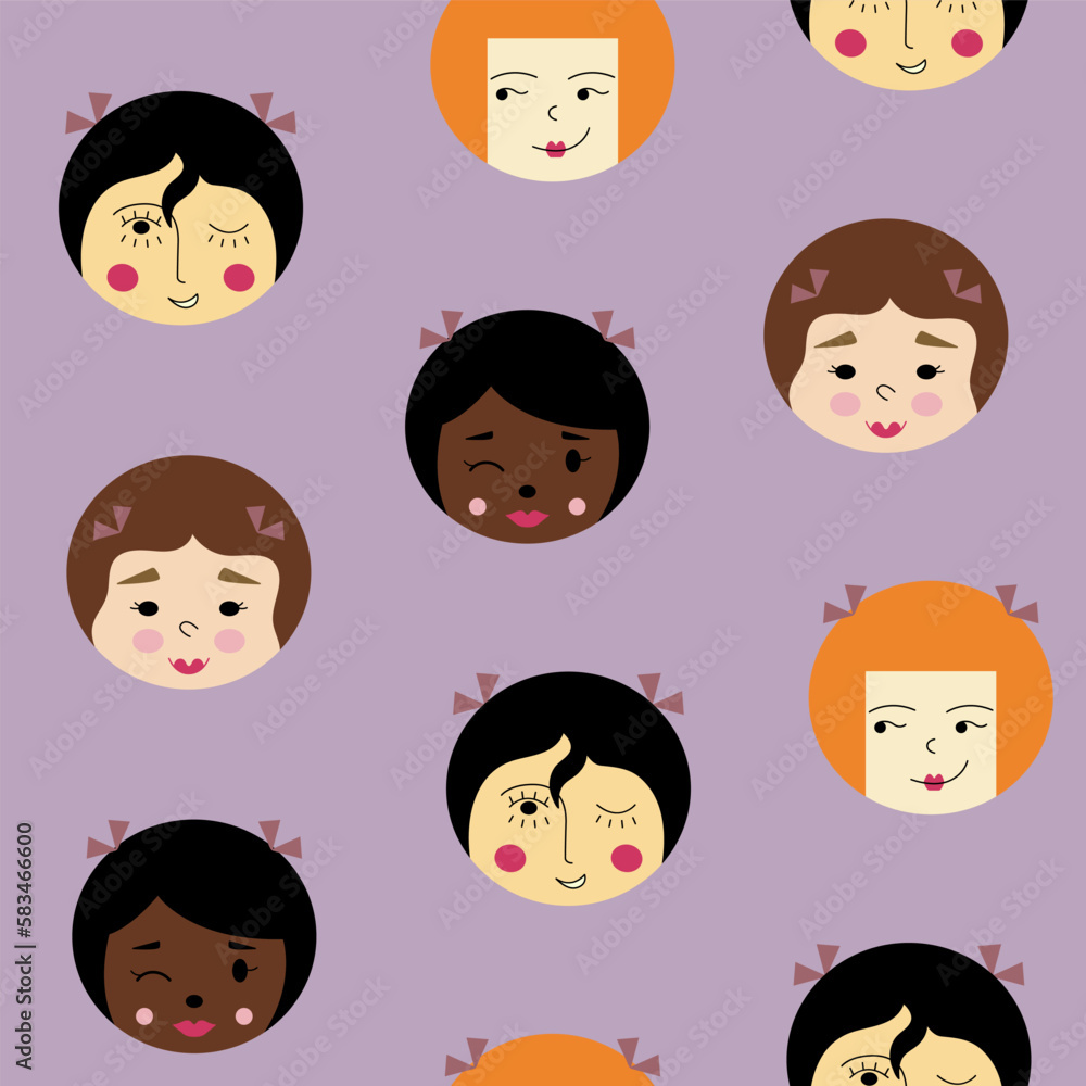 Feminine look, abstract personage, mascot design, funny face, cute icon. Feminine look, abstract personage, mascot design, funny face, cute icon.