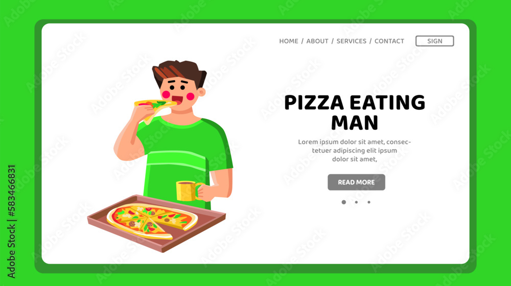 pizza eating man vector