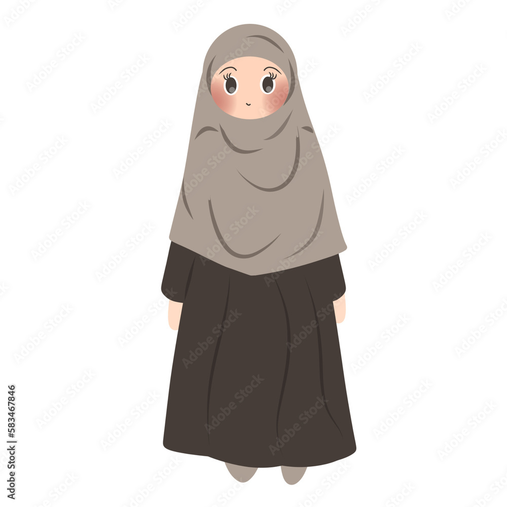 Hijab girl character standing